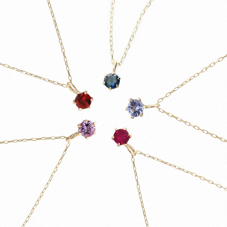 【me.luxe】誕生石項鍊6爪鑲-(1月-12月)