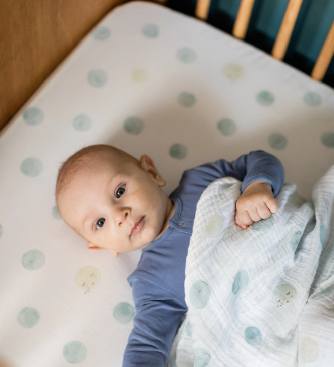 Pehr-有機棉嬰幼兒床包(Luna Blue)