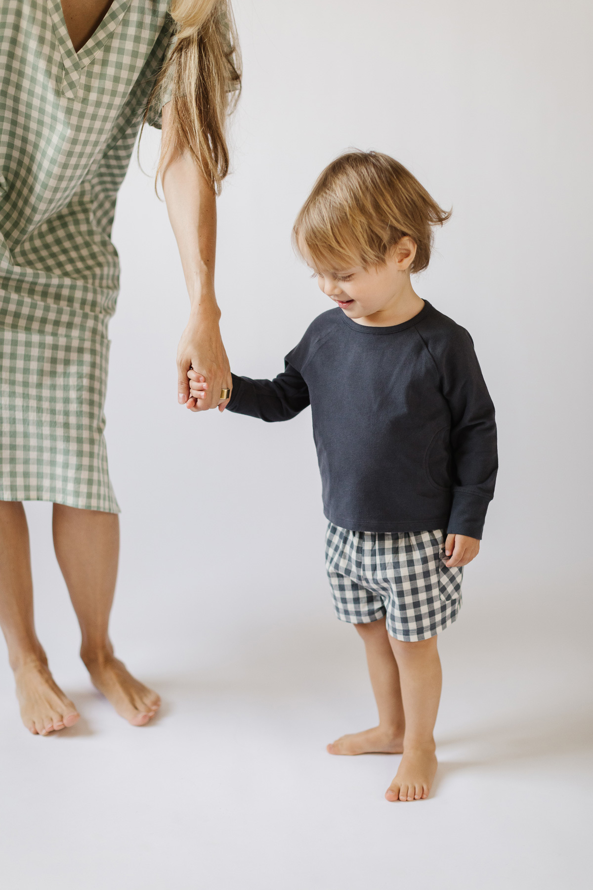 Pehr-寶寶格紋短褲(Ink Blue)