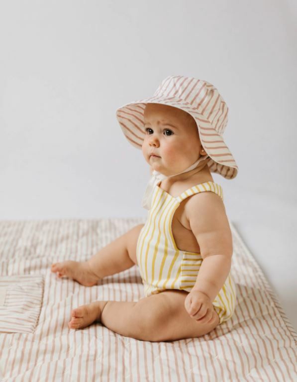 Pehr│Criss-Cross One-Piece吊帶條紋連身衣．Marigold