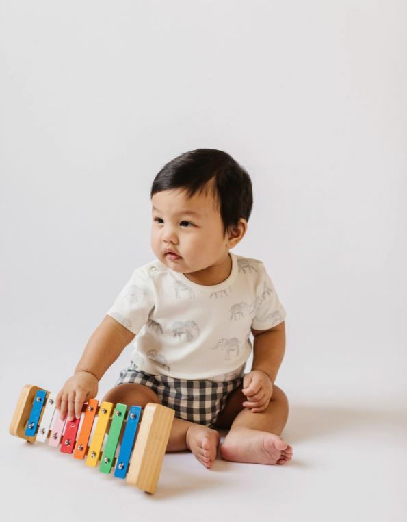 Pehr│Short Sleeve Shoulder Snap One-Piece排扣包屁衣． Elephant