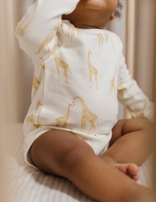 Pehr-Follow Me長袖包屁衣(Giraffe)