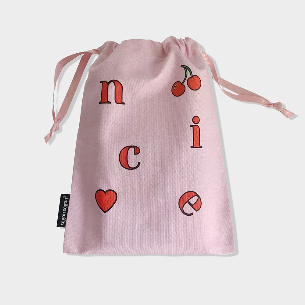 束口袋M【nice櫻桃】-韓國sogon sogon帆布包