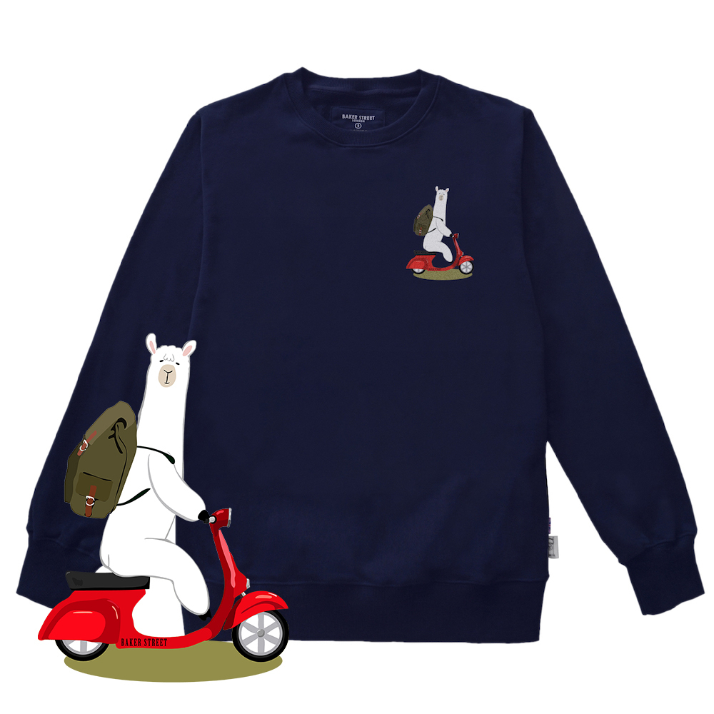 Scooter 羊駝騎機車 高磅數長袖圓T