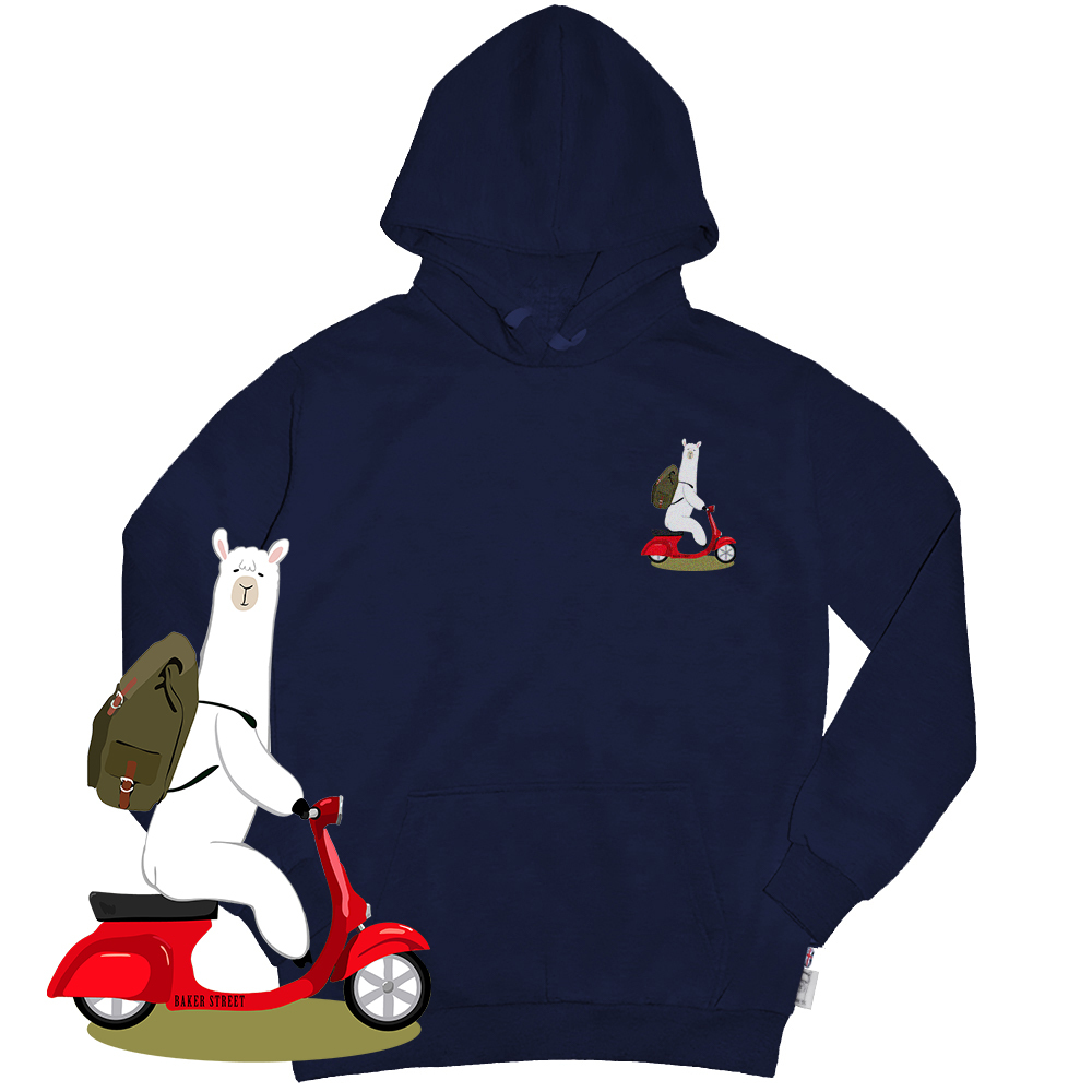 Scooter 羊駝騎機車 高磅數長袖帽T