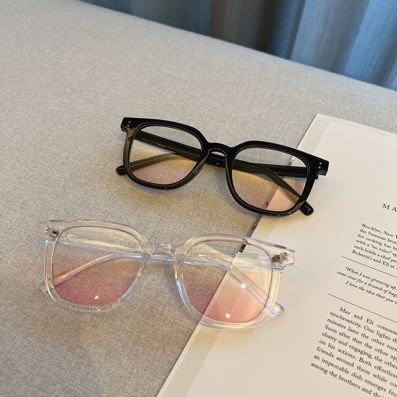 韓國日落腮紅膠框墨鏡/四色