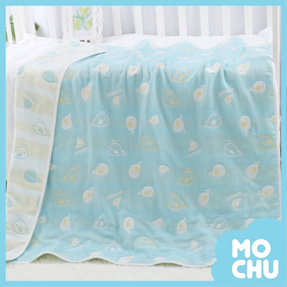 六層雙色紗布被(鯨魚)