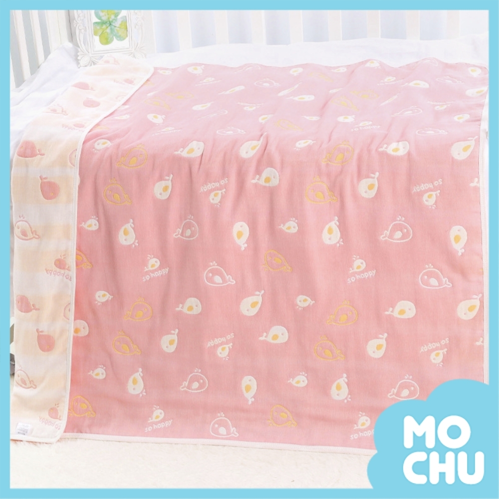 六層雙色紗布被(鯨魚)