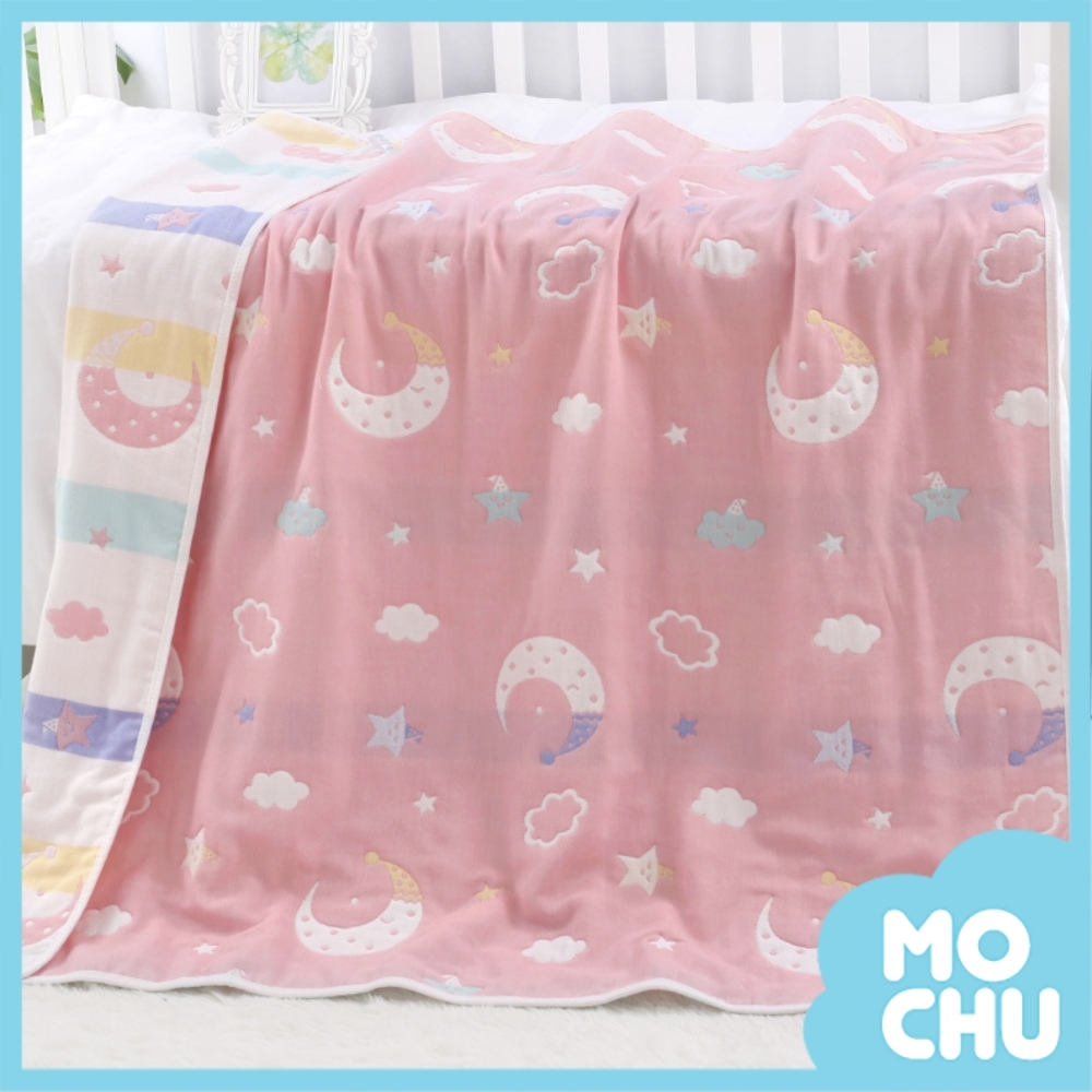 六層雙色紗布被(星月)