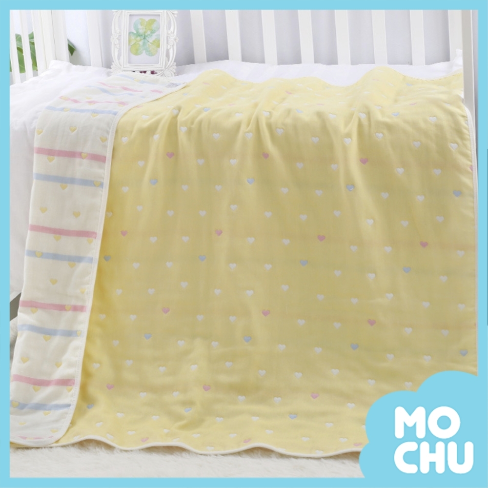 六層雙色紗布被(愛心)
