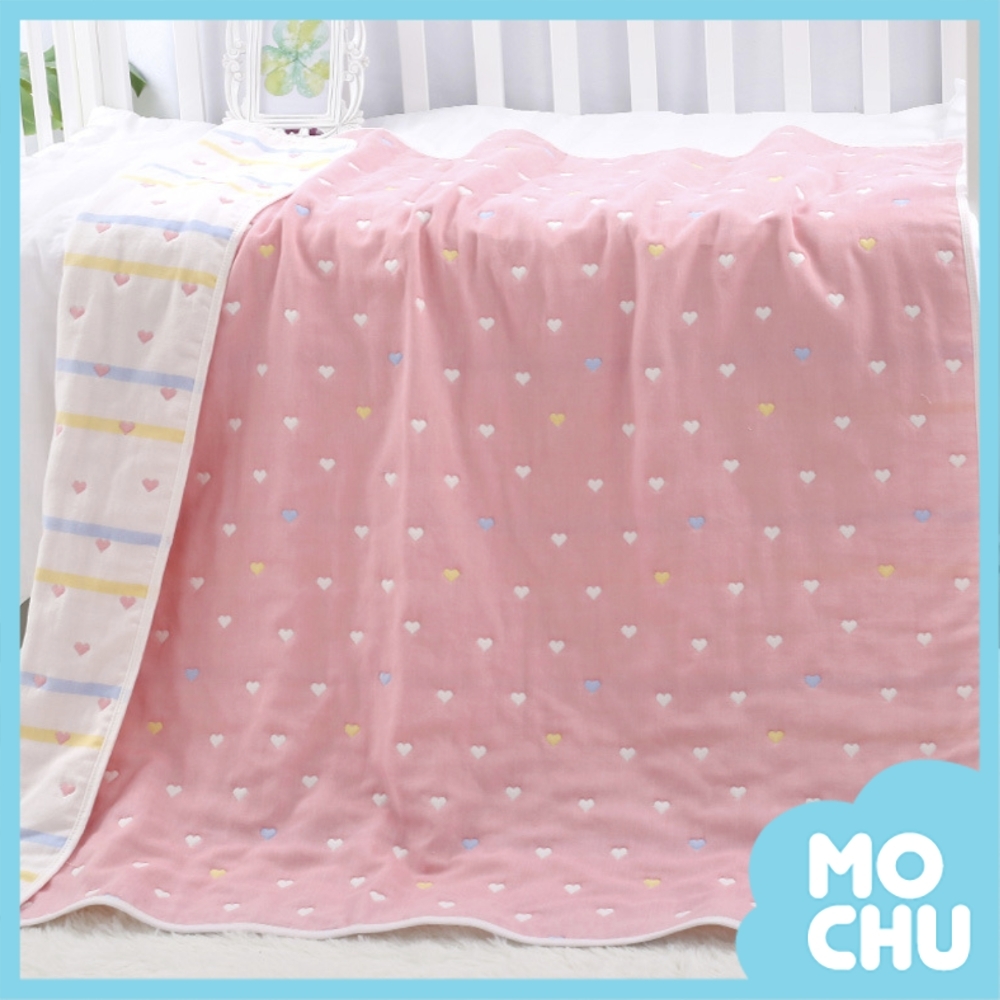 六層雙色紗布被(愛心)