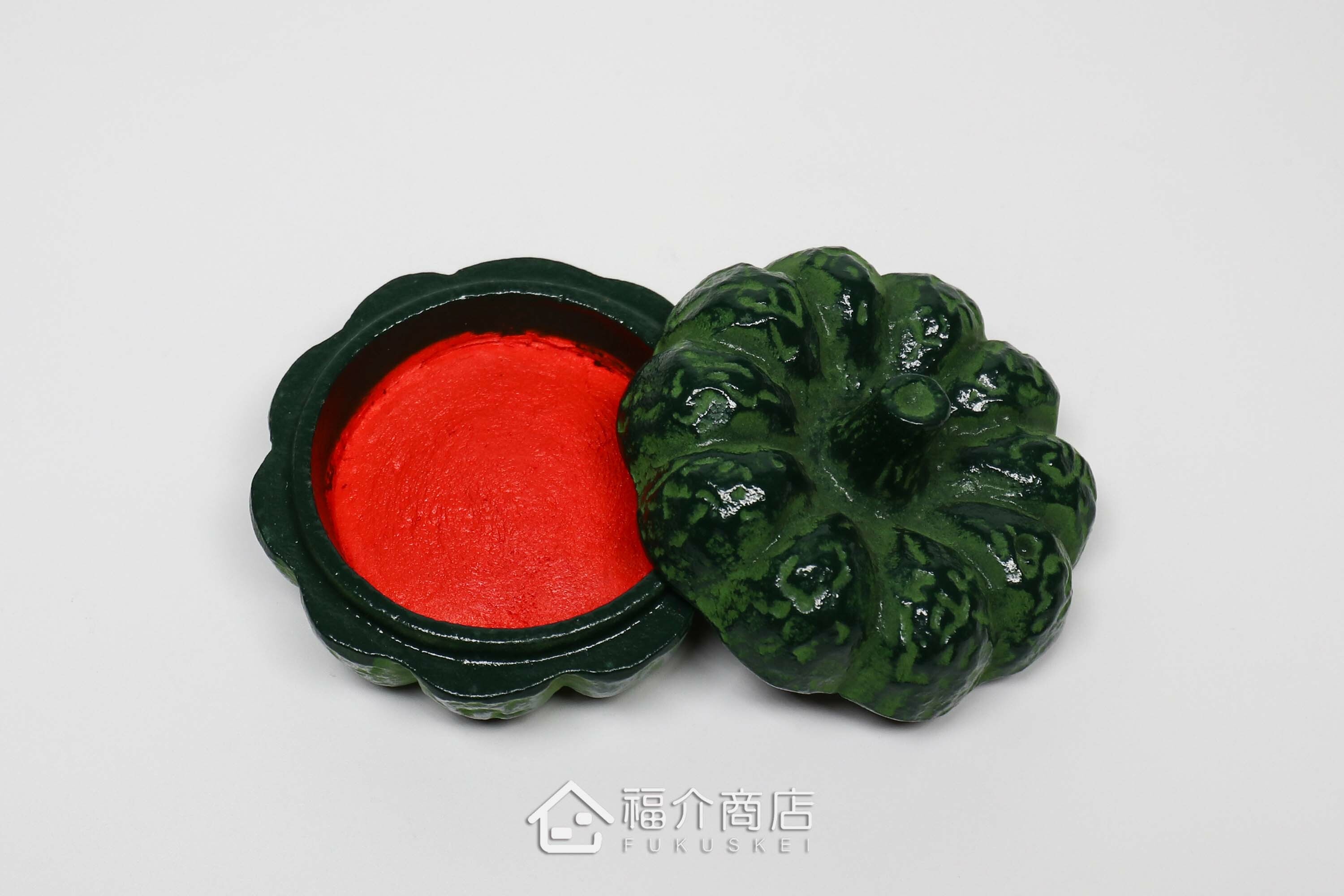 南瓜造型的朱紅色印泥盒