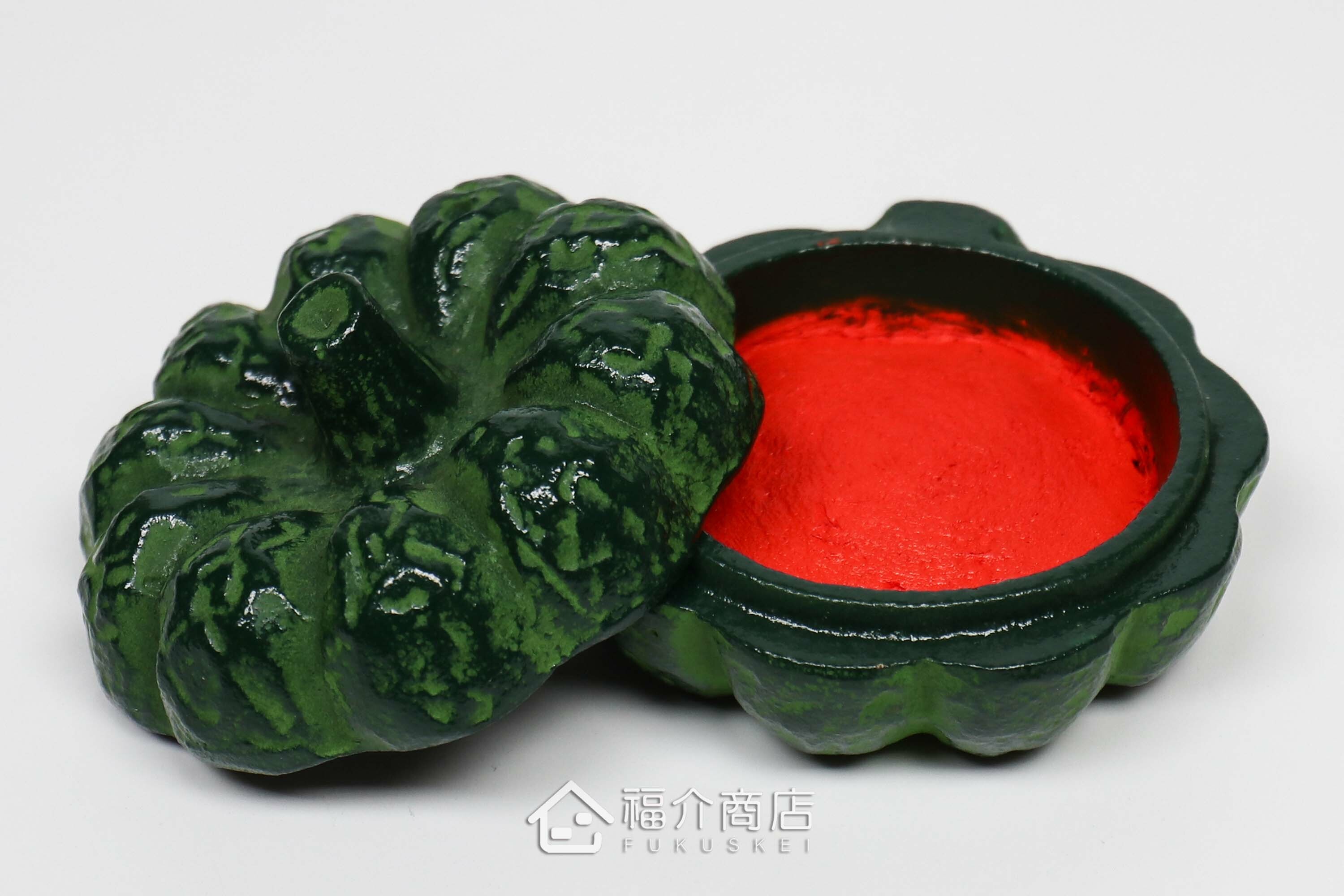 南瓜造型的朱紅色印泥盒