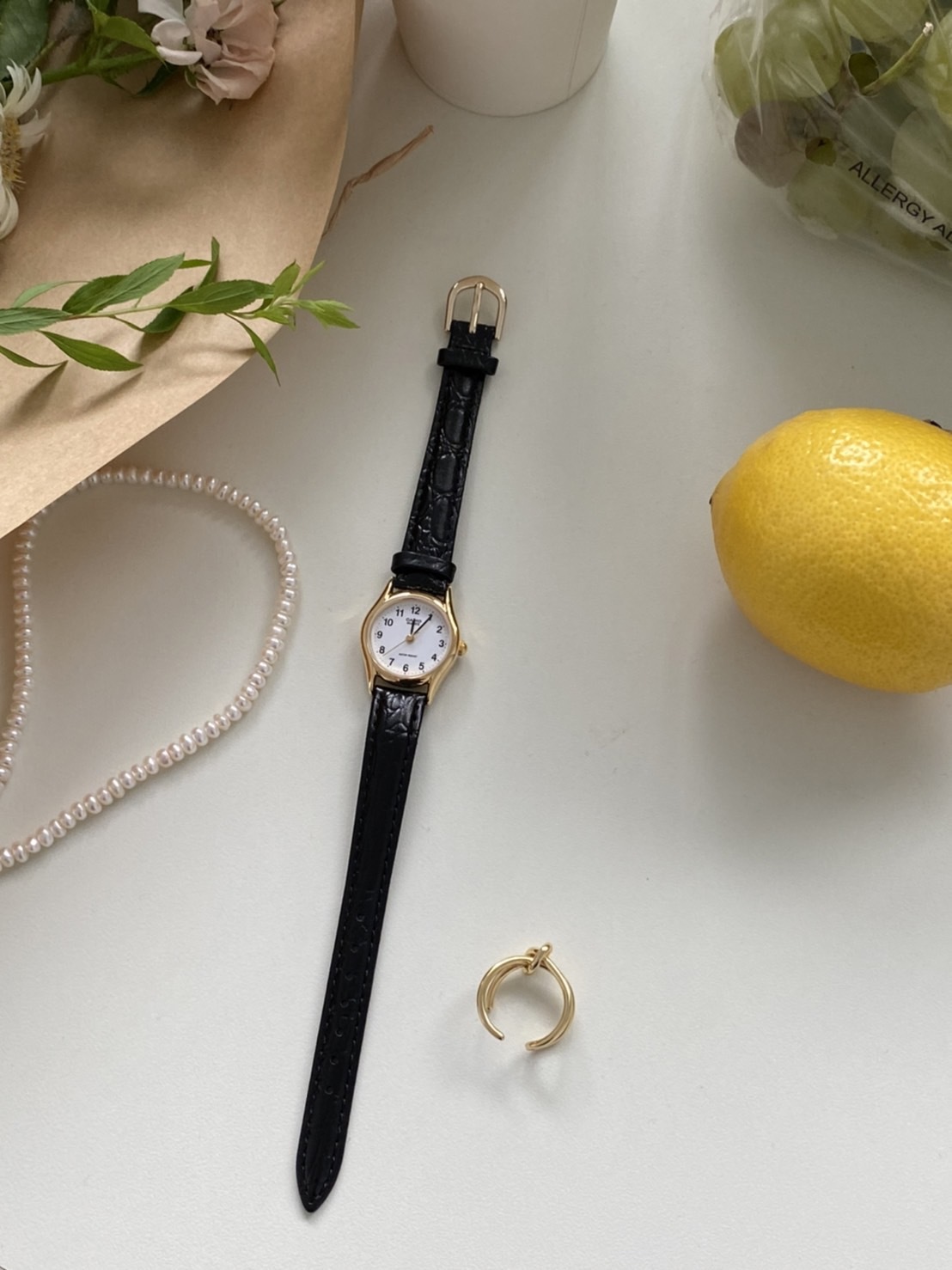 CASIO真皮小圓錶(金色)