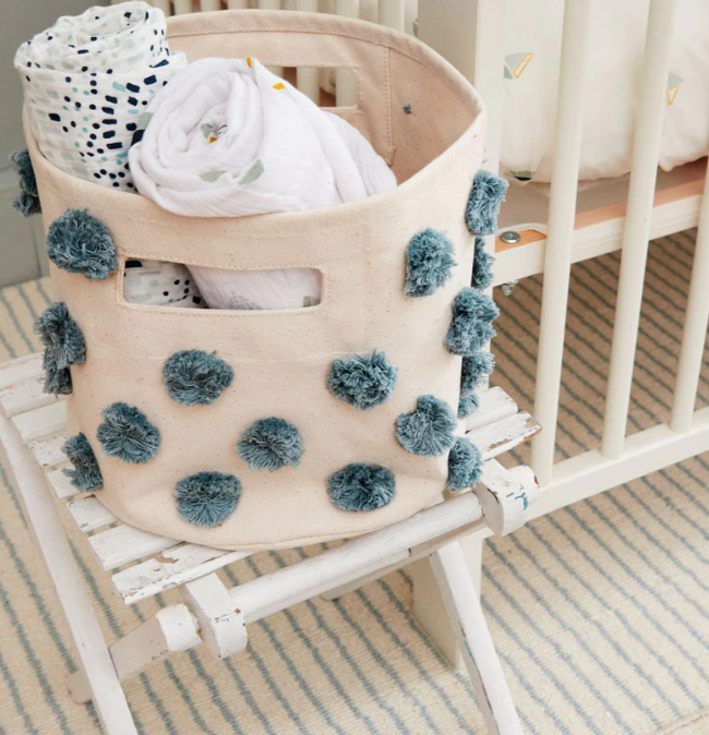 Pehr│Pom Pom Basket經典絨球收納籃．Deep Sea