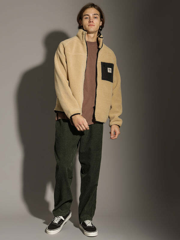 胸前口袋LOGO 羊羔絨 毛毛 外套 夾克 卡其色