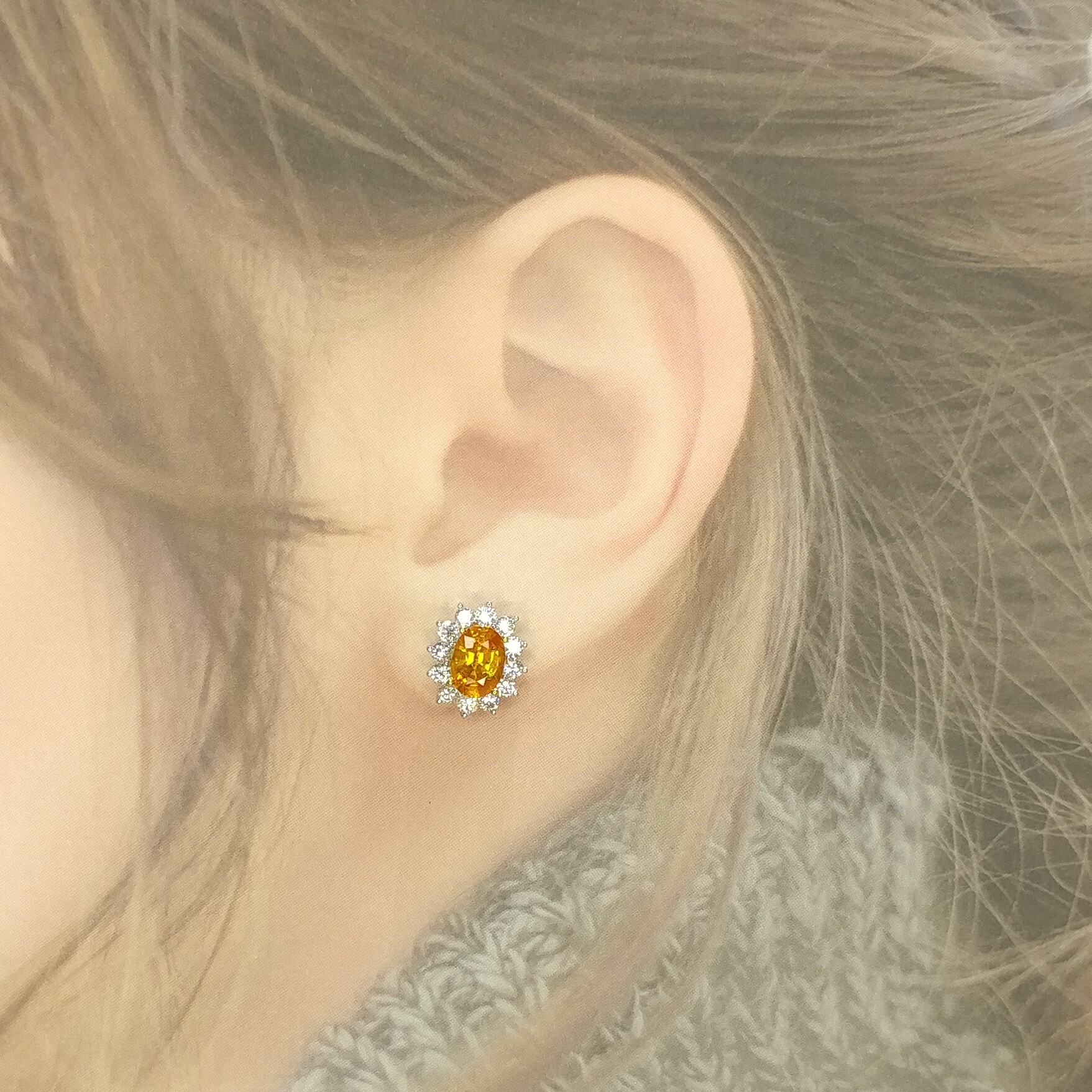 18K White Gold 2.98ct Sapphire and Diamond Earring