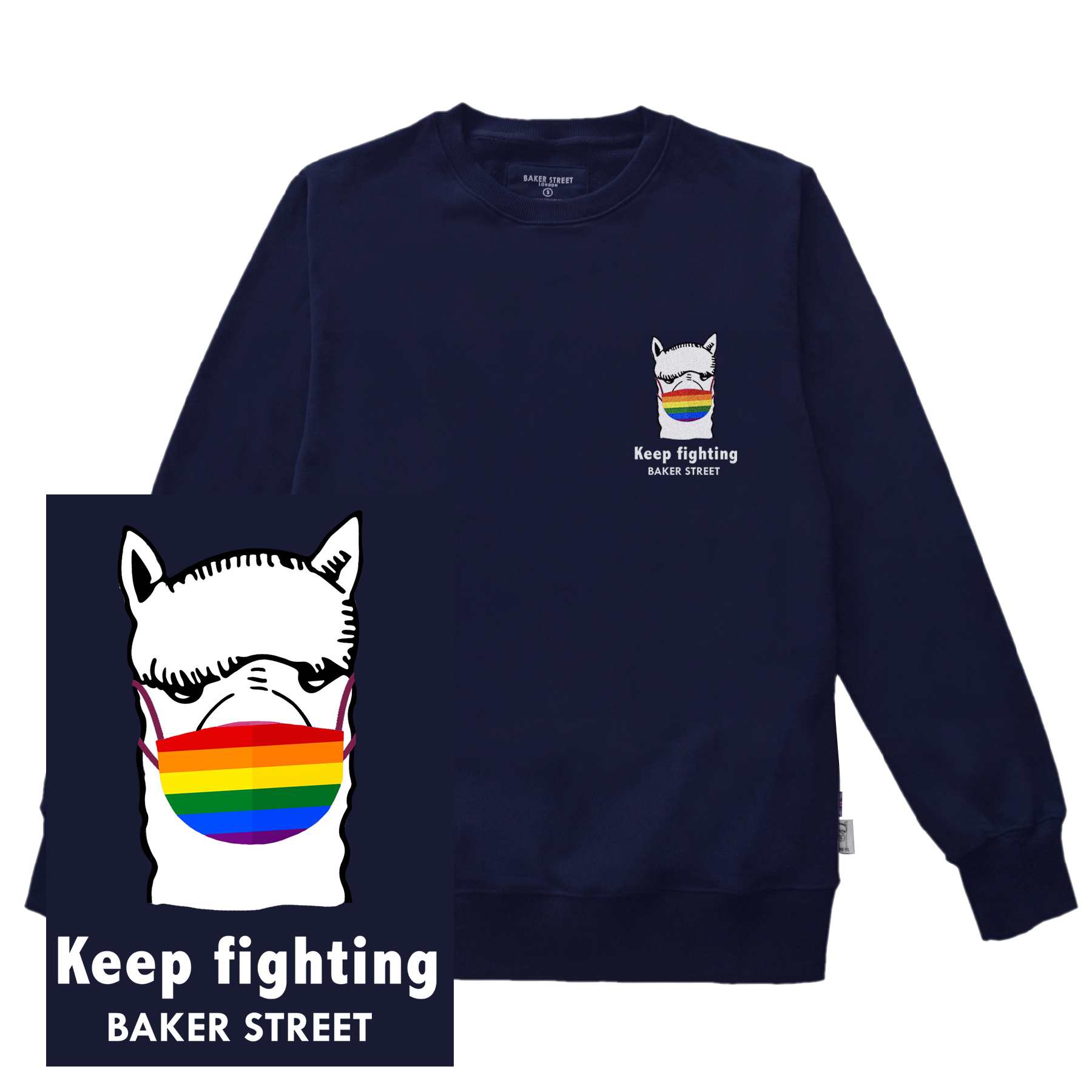 Little Stamp:Alpaca Wear Rainbow Mask 彩虹口罩羊駝 高磅數長袖圓T