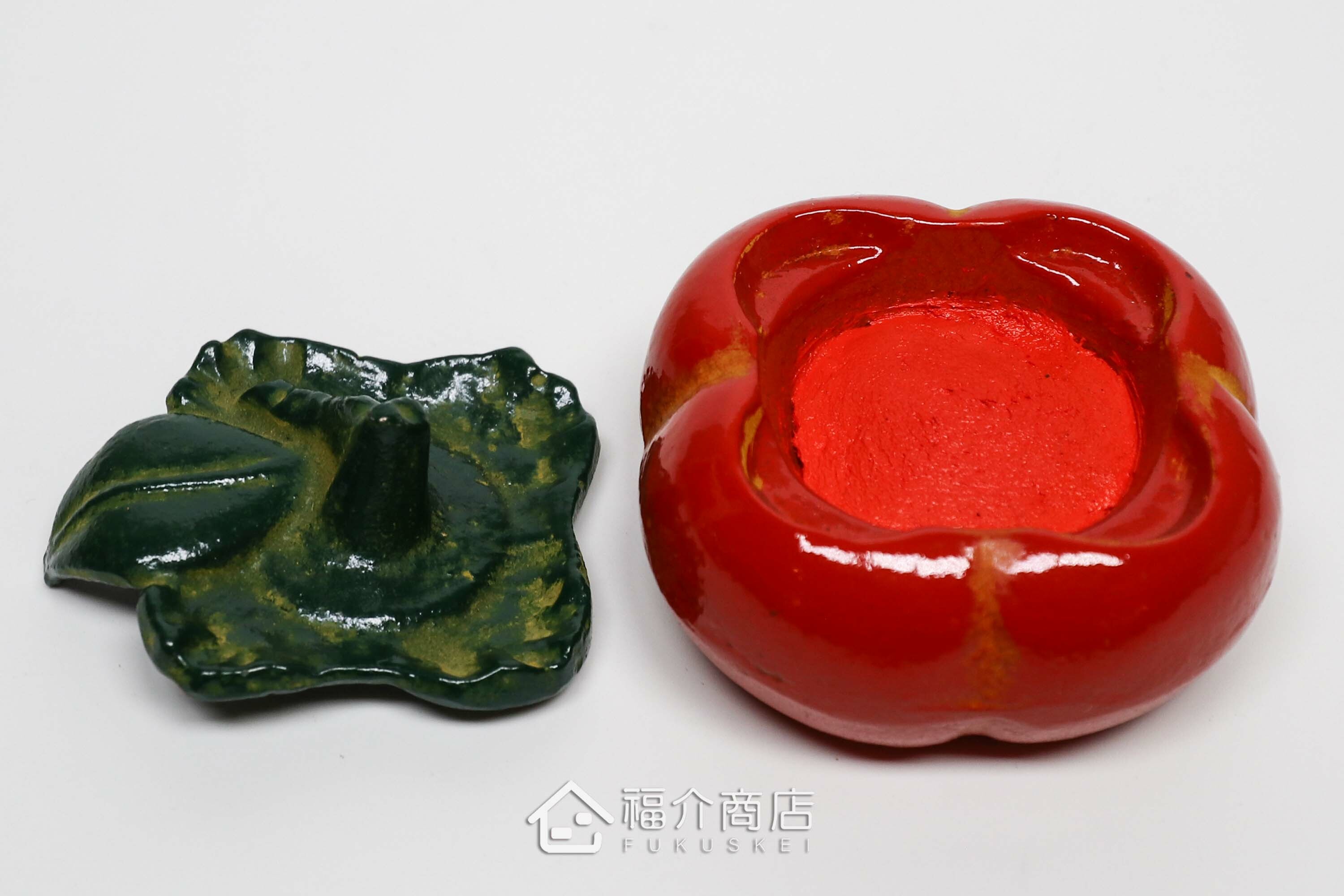 柿子造型的朱紅色印泥盒