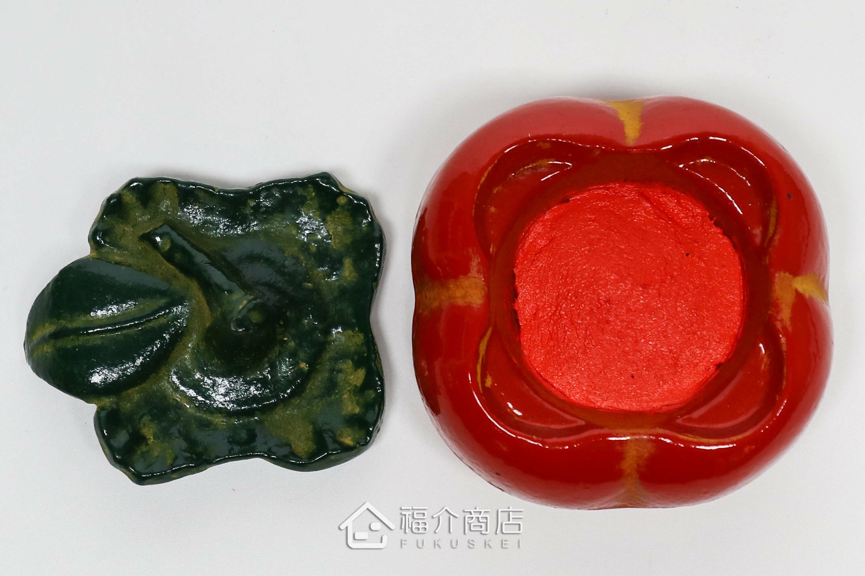 柿子造型的朱紅色印泥盒