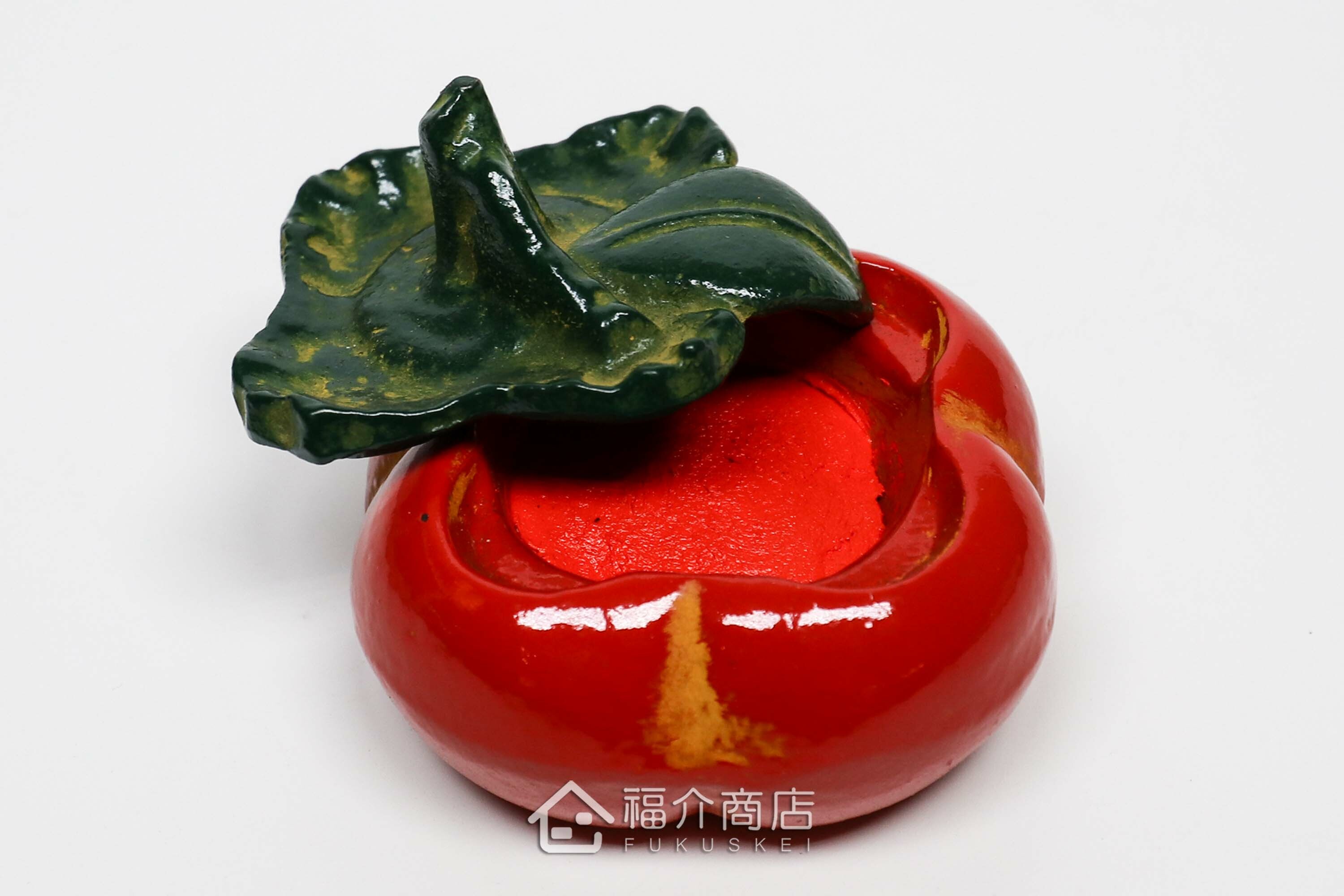 柿子造型的朱紅色印泥盒