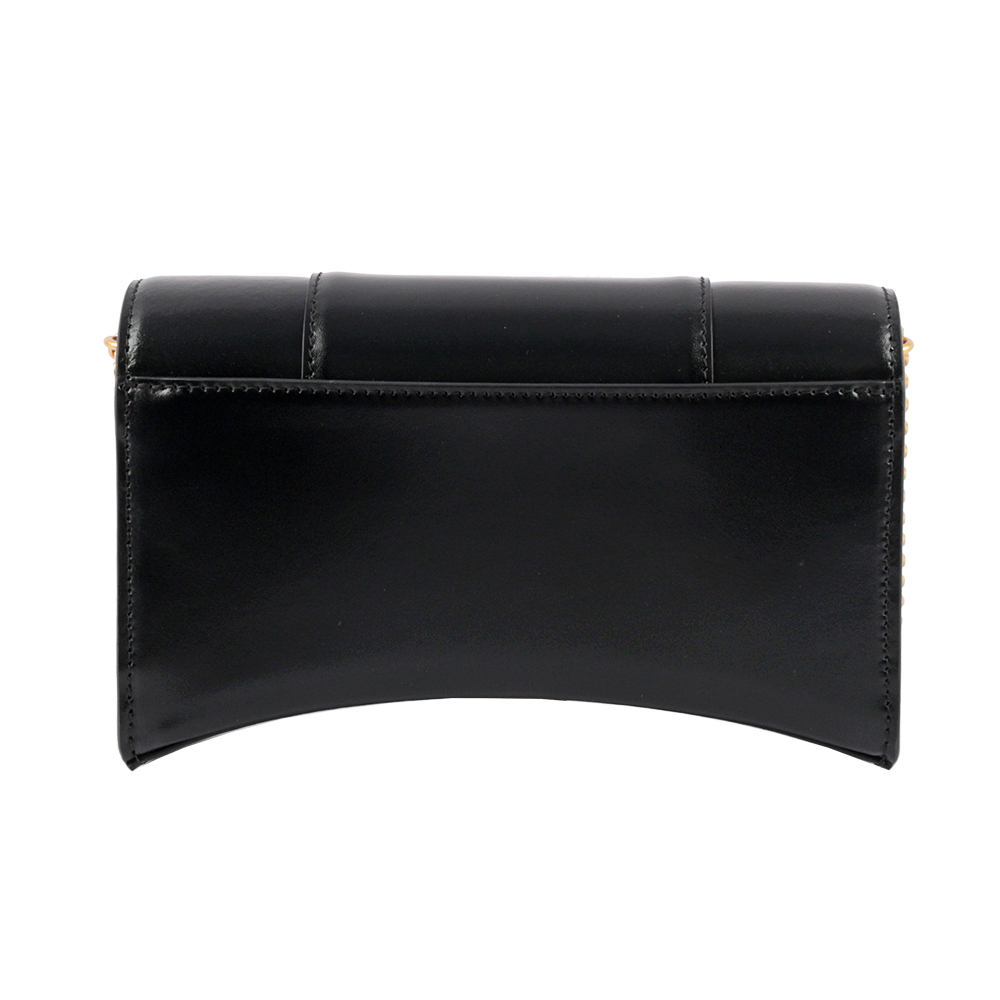 【BALENCIAGA】Hourglass 小牛皮皮夾式鏈包WOC(黑色)