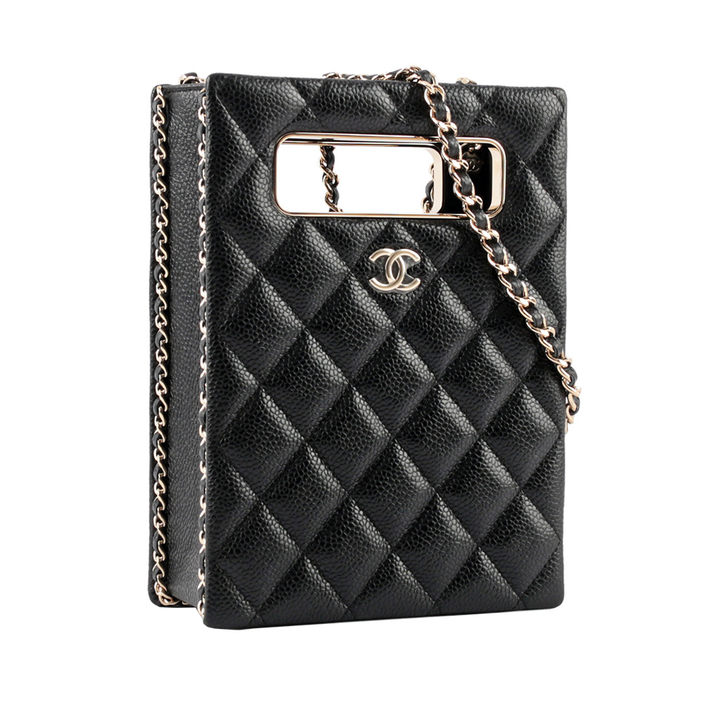 【CHANEL】22新款粒紋小羊皮側鏈帶飾邊晚宴包