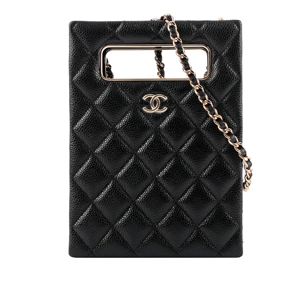 【CHANEL】22新款粒紋小羊皮側鏈帶飾邊晚宴包