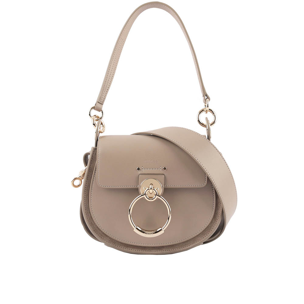 【Chloé】Tess Small Bag 小牛皮拼麂皮肩背/斜背二用包(灰色)