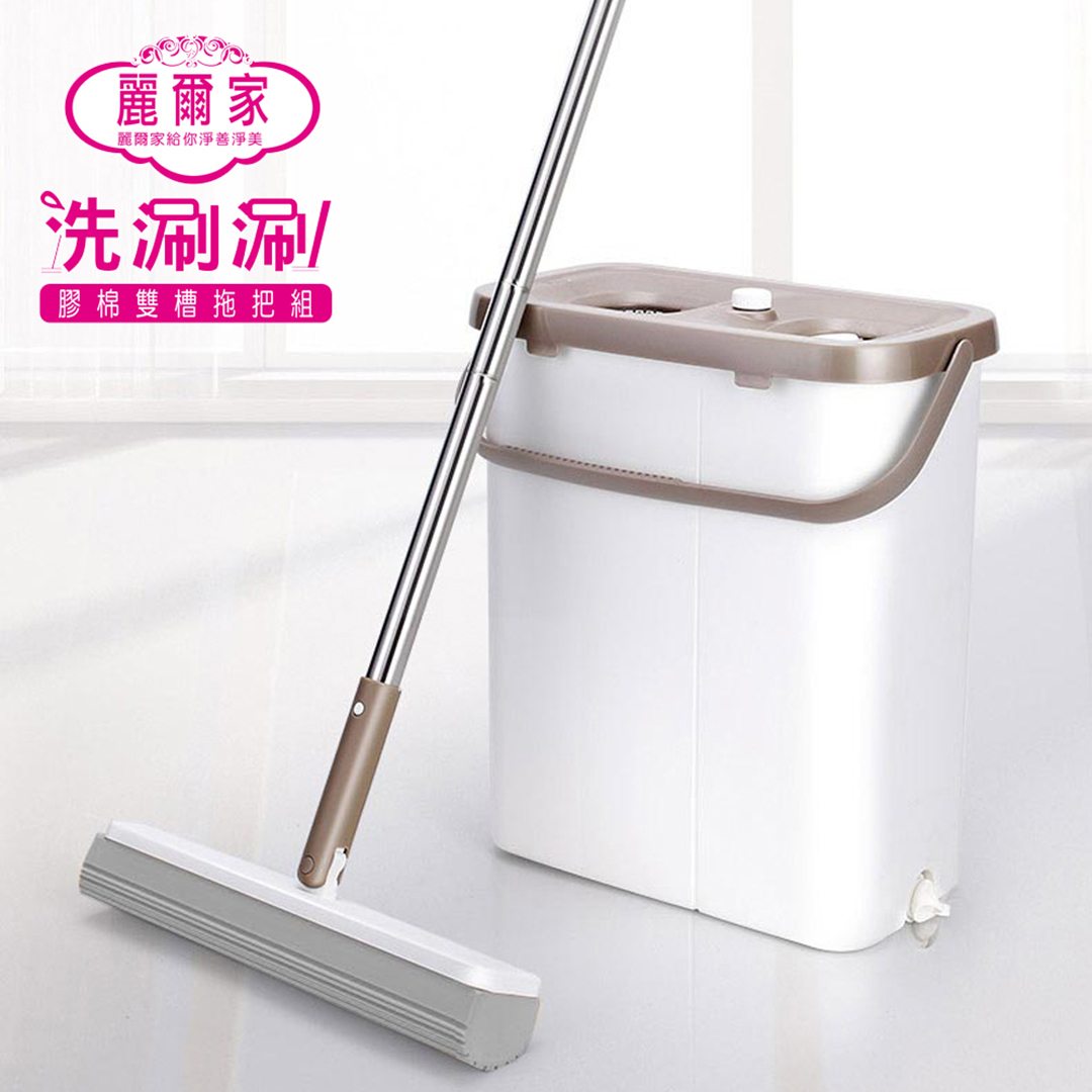 【 LIERJIA 麗爾家】洗涮涮膠棉拖把(1桿+1桶+棉頭x2)