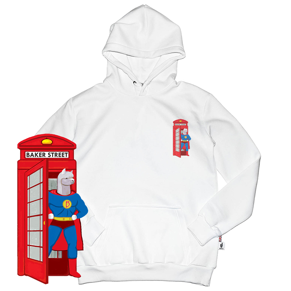 Little Stamp: Super Alpaca 超人電話亭 高磅數長袖帽T