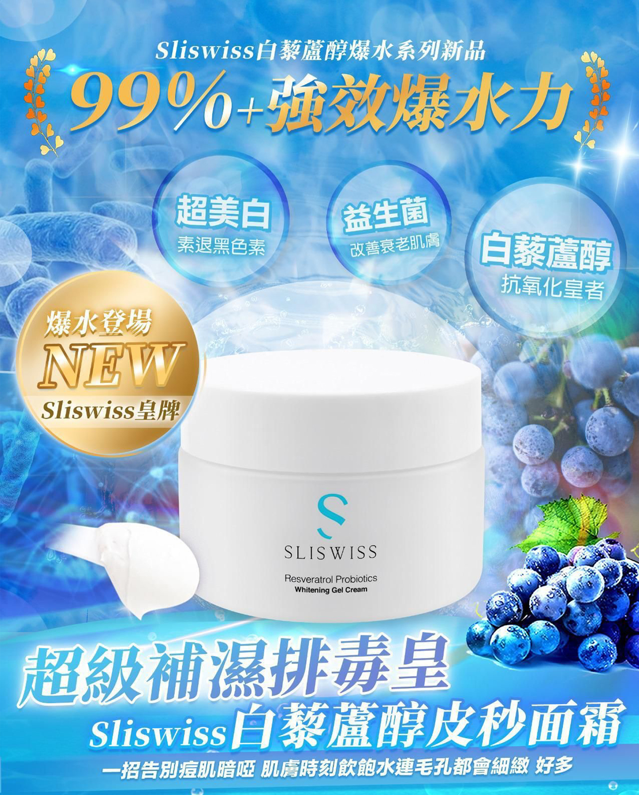 Sliswiss 白藜蘆醇爆水皮秒面霜