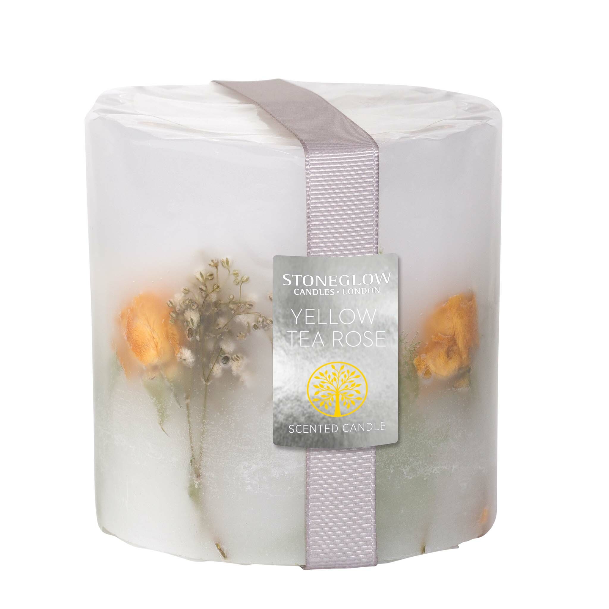 STONEGLOW NATURE'S GIFT - YELLOW TEA ROSE - INCLUSION PILLAR