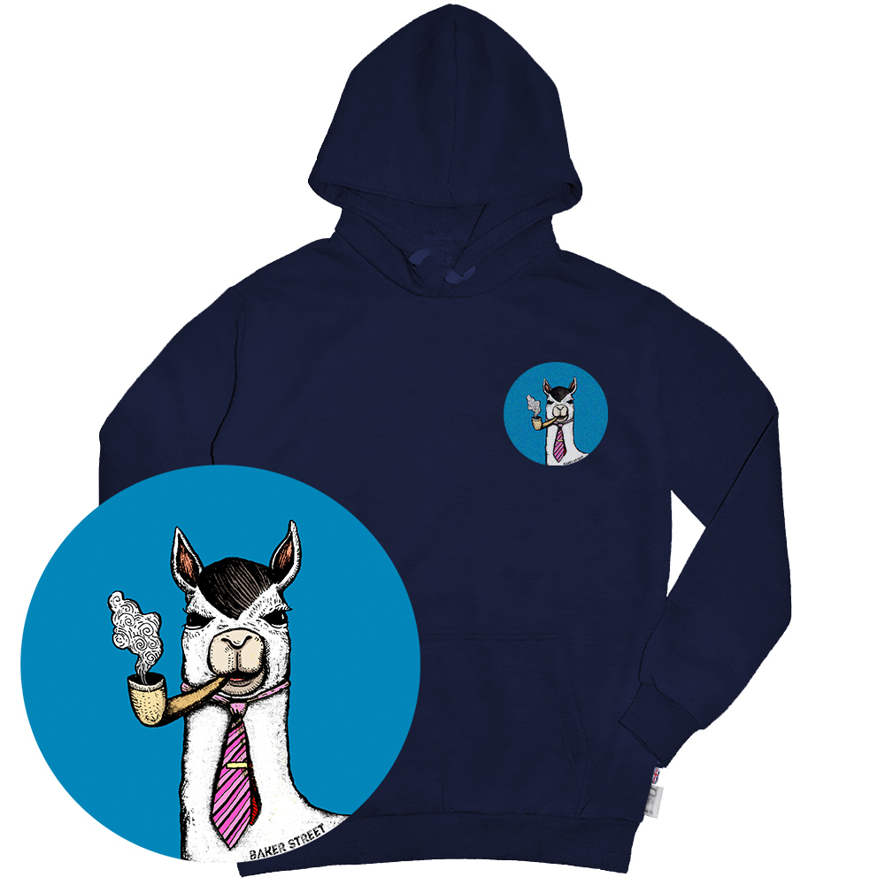 Little Stamp: Smokin' Alpaca 藍圈煙斗 高磅數長袖帽T