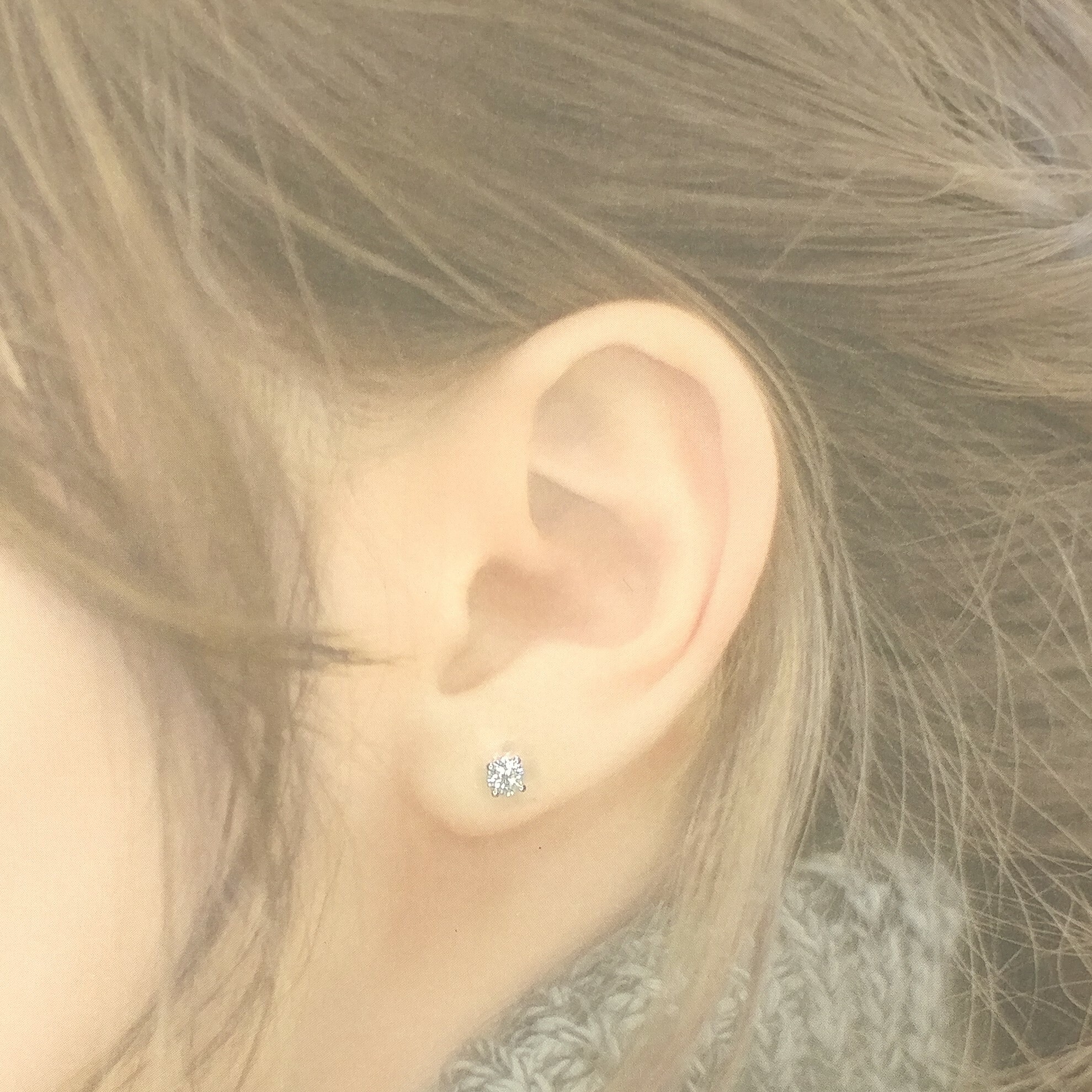 全新18K白金【主石50份鑽石】耳環