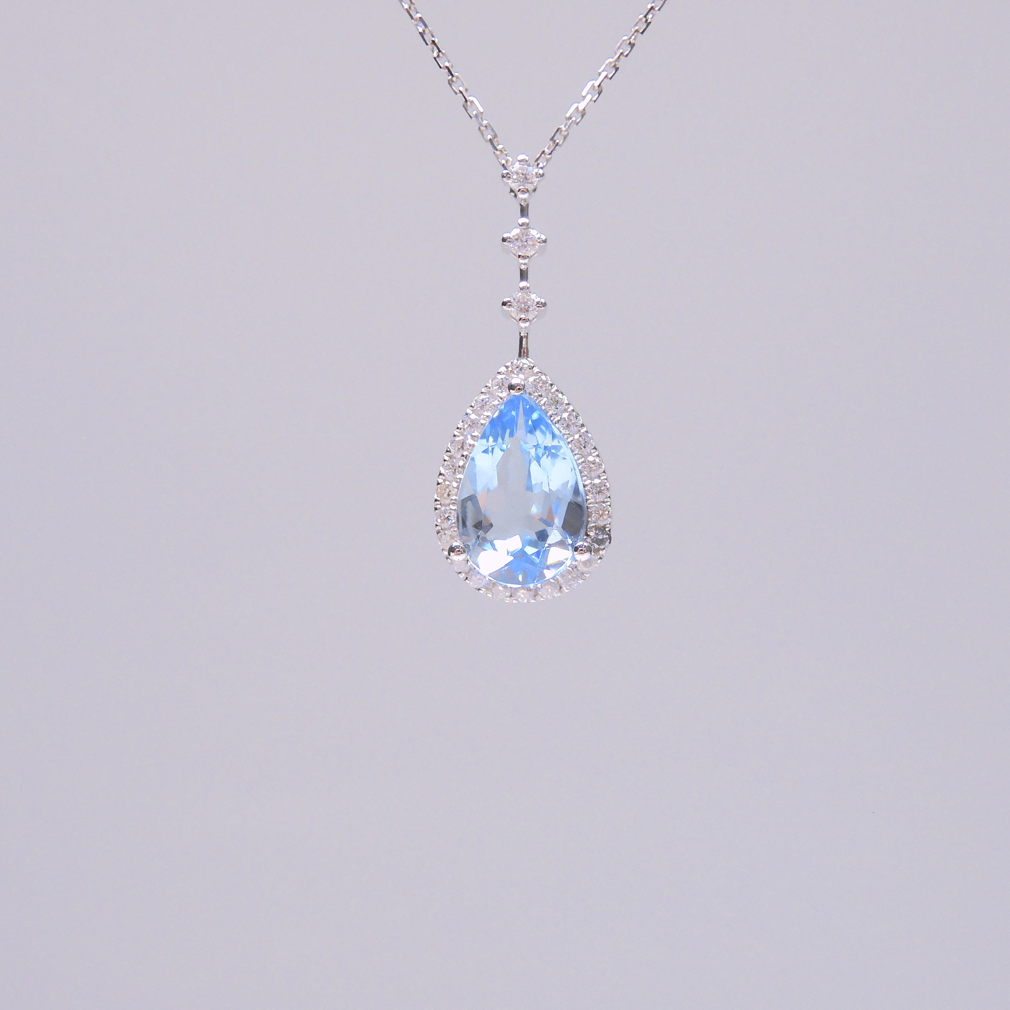 18K金 1.27ct 海藍寶項鏈