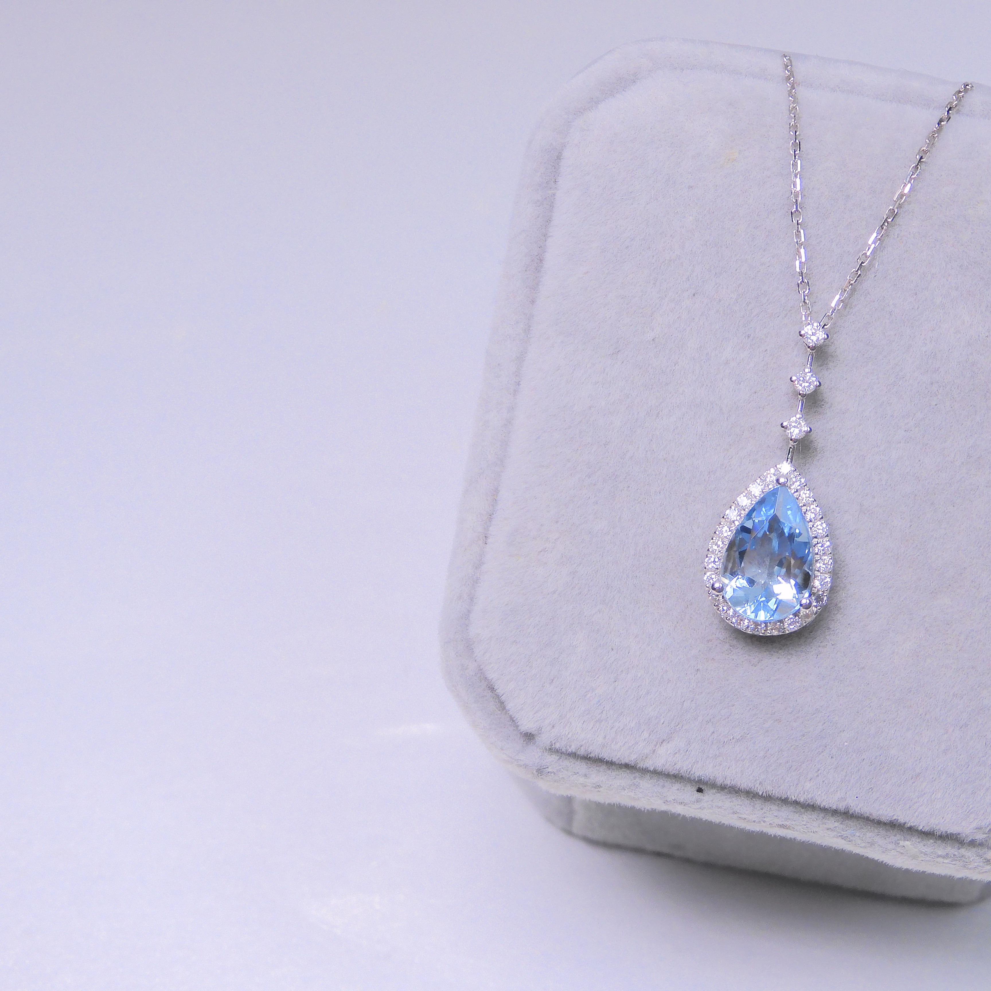 18K金 1.27ct 海藍寶項鏈