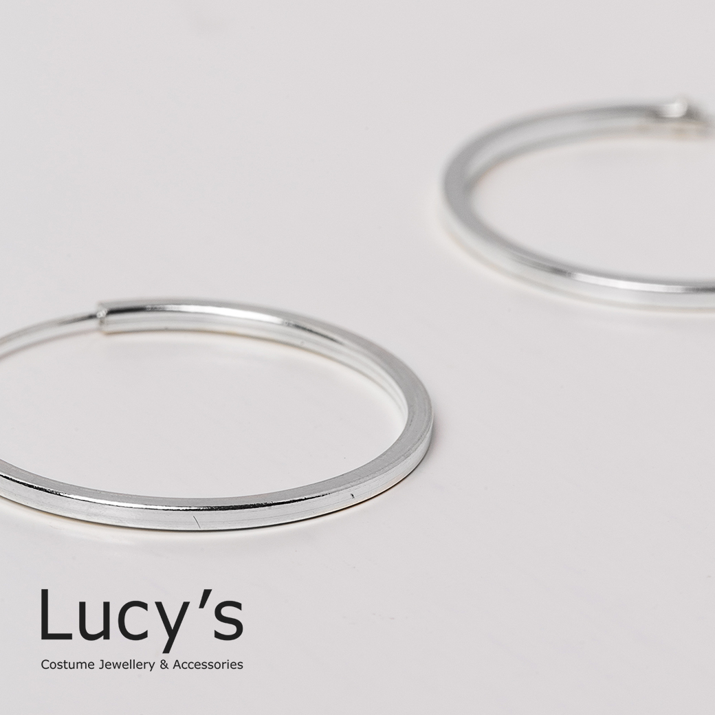 925純銀 方圈圈S 圈型耳環 (97623)