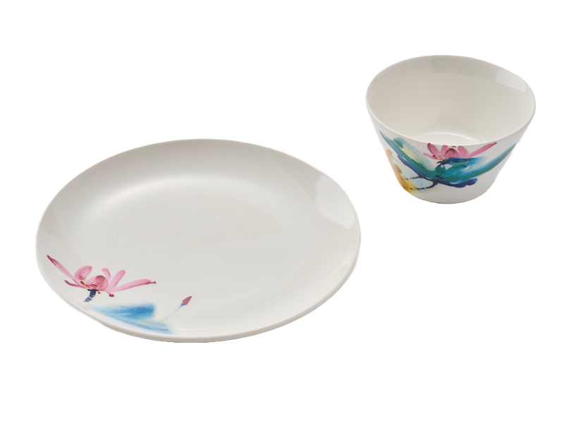 T51-荷花碗盤組(6碗6盤)