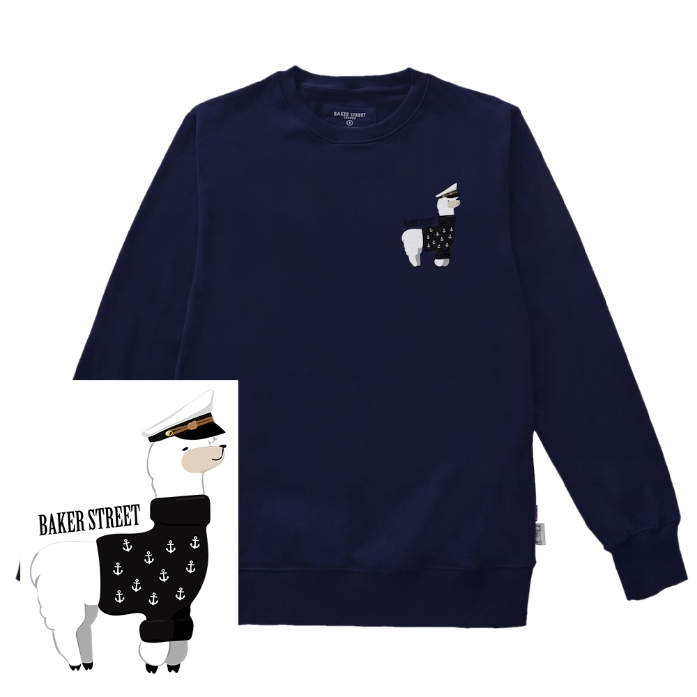 Navy Alpaca 船長羊駝 高磅數長袖圓T