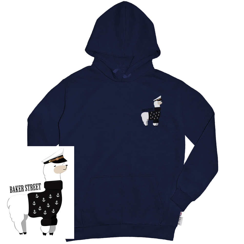 Navy Alpaca 船長羊駝 高磅數長袖帽T