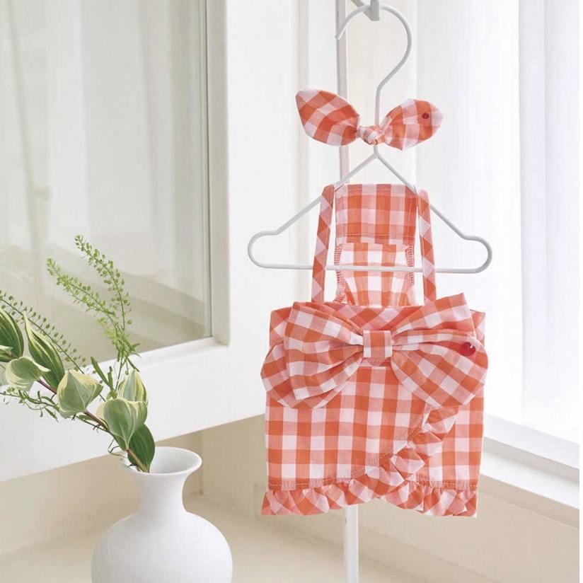 薄棉大絲帶格紋背心-橘子格-It’s sunny outside