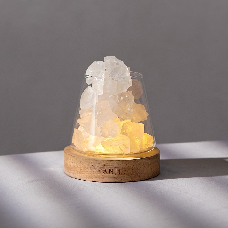 【ANJI】白水晶岩燈 蜂蜜檸檬 ❘ 穩定 X 淨化（買就送小蒼蘭精油）