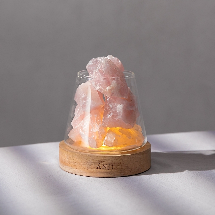【ANJI】 粉水晶岩燈 玫瑰那堤 ❘ 舒緩 X 桃花（買就送小蒼蘭精油）
