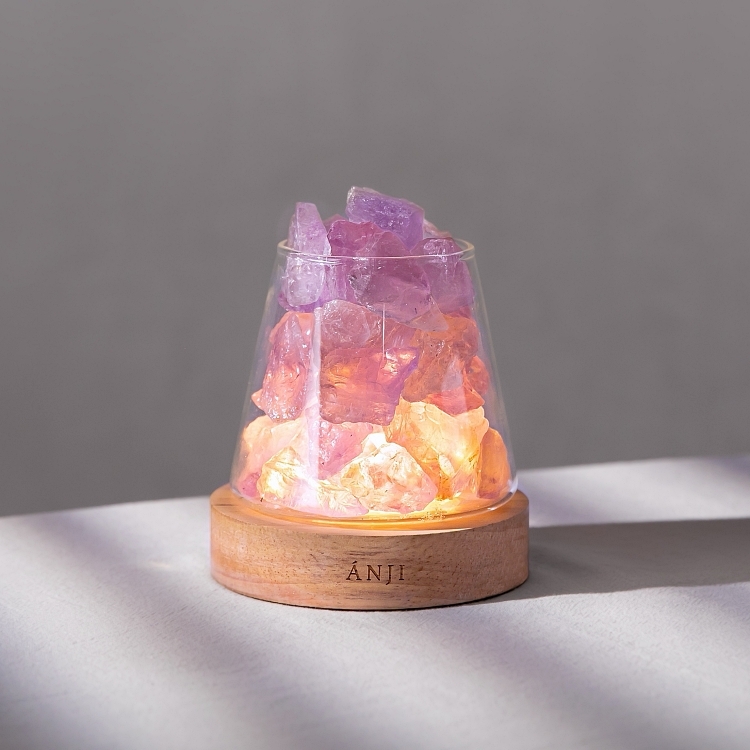 【ANJI】紫水晶岩燈 蝶豆花 ❘ 清晰 X 智慧 （買就送小蒼蘭精油）