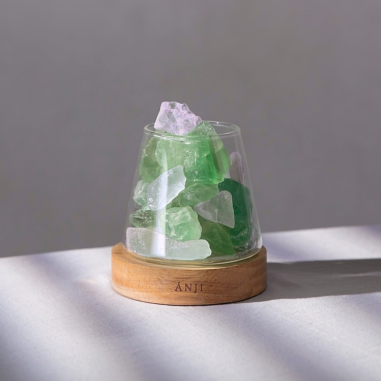 【ANJI】綠白混晶岩燈 檸檬綠 ❘ 財富 X 人際（買就送小蒼蘭精油）