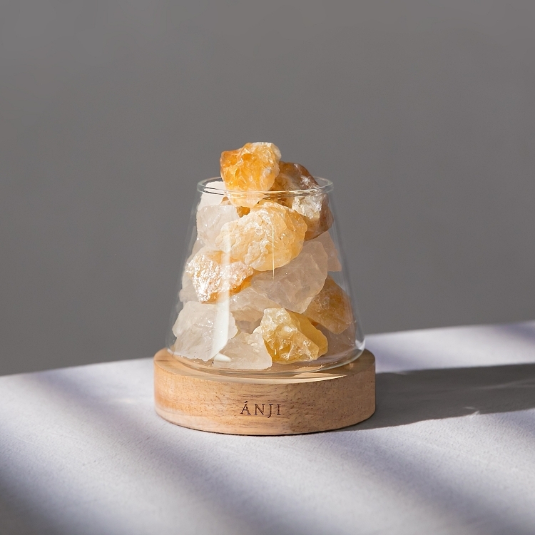 【ANJI】 黃白混晶岩燈 黃金烏龍 ❘ 聚財 X 好運（買就送小蒼蘭精油）
