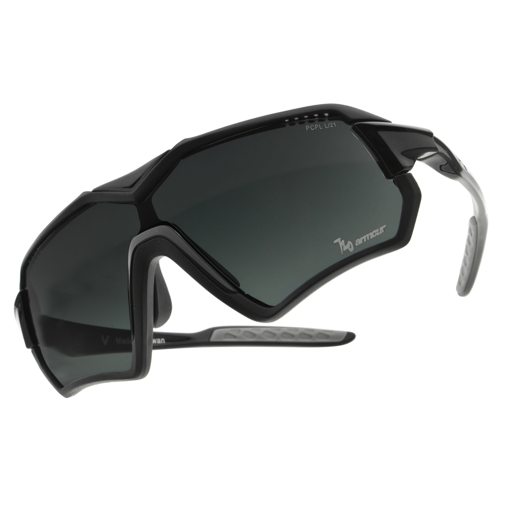 【720】V偏光運動太陽眼鏡(B411-1-PCPL#黑/灰色偏光片)#台灣製