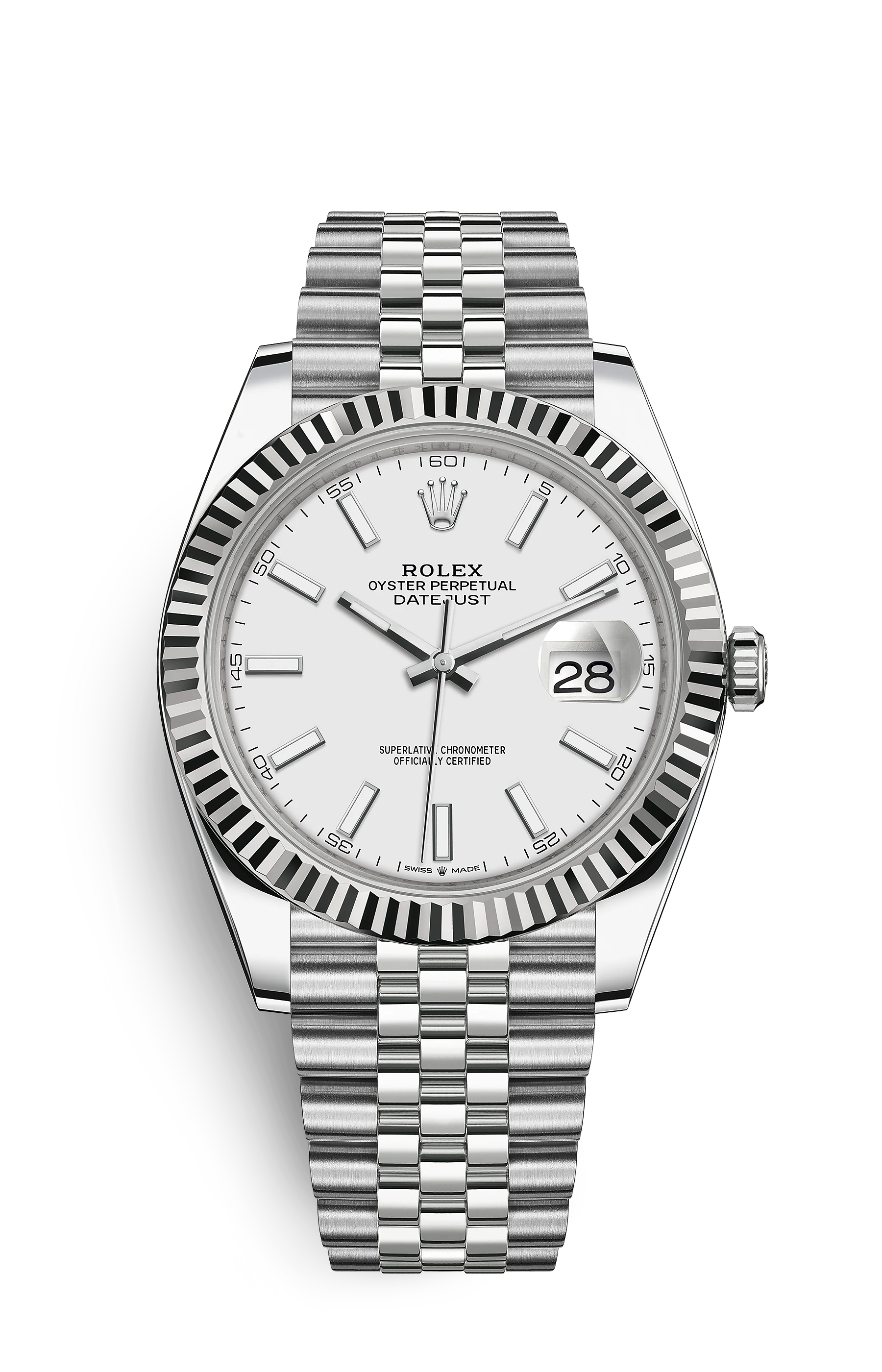 勞力士126334 白色面白金鋼41mm 鋼珠帶