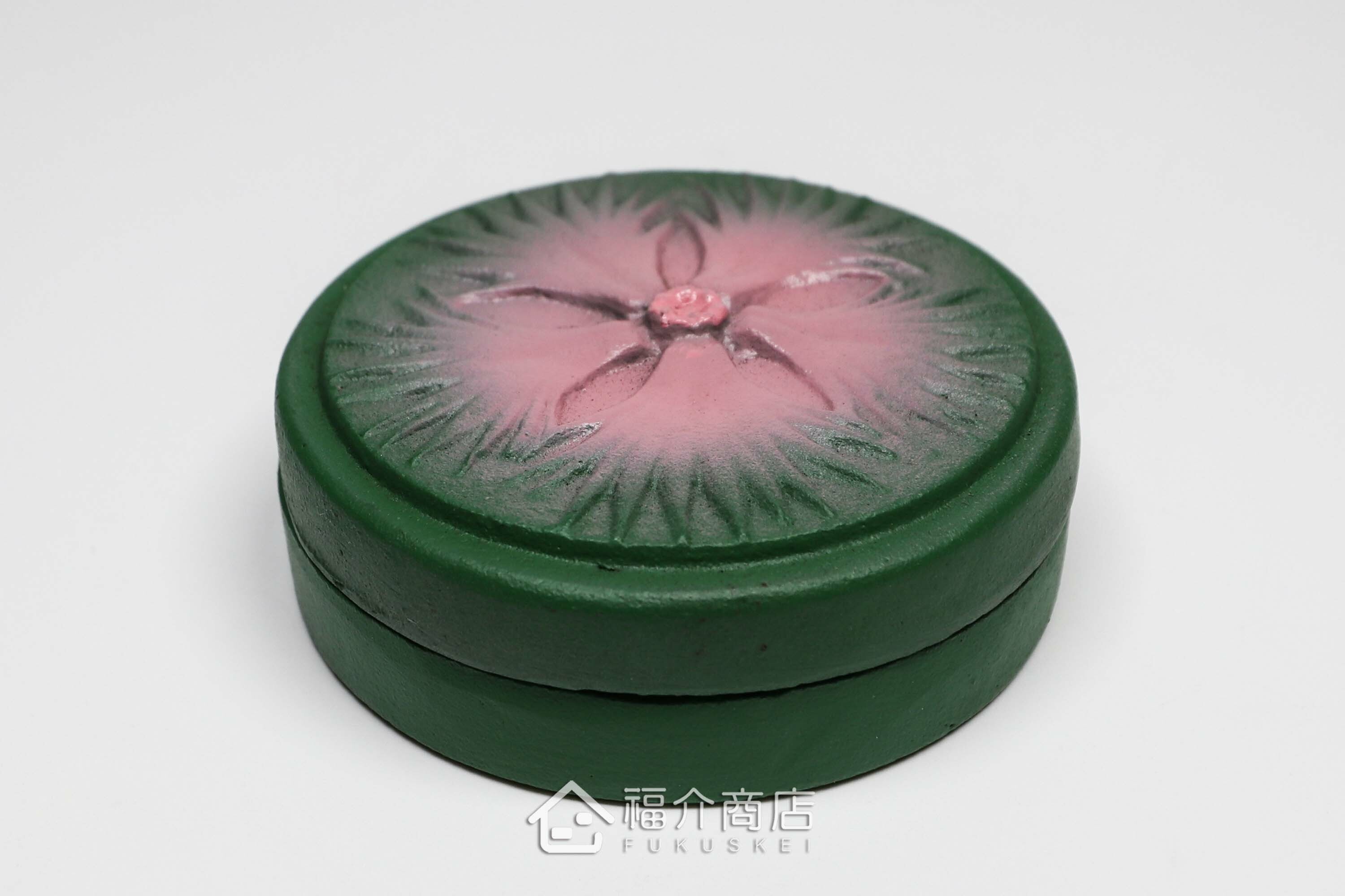 撫子花造型的朱紅色印泥盒